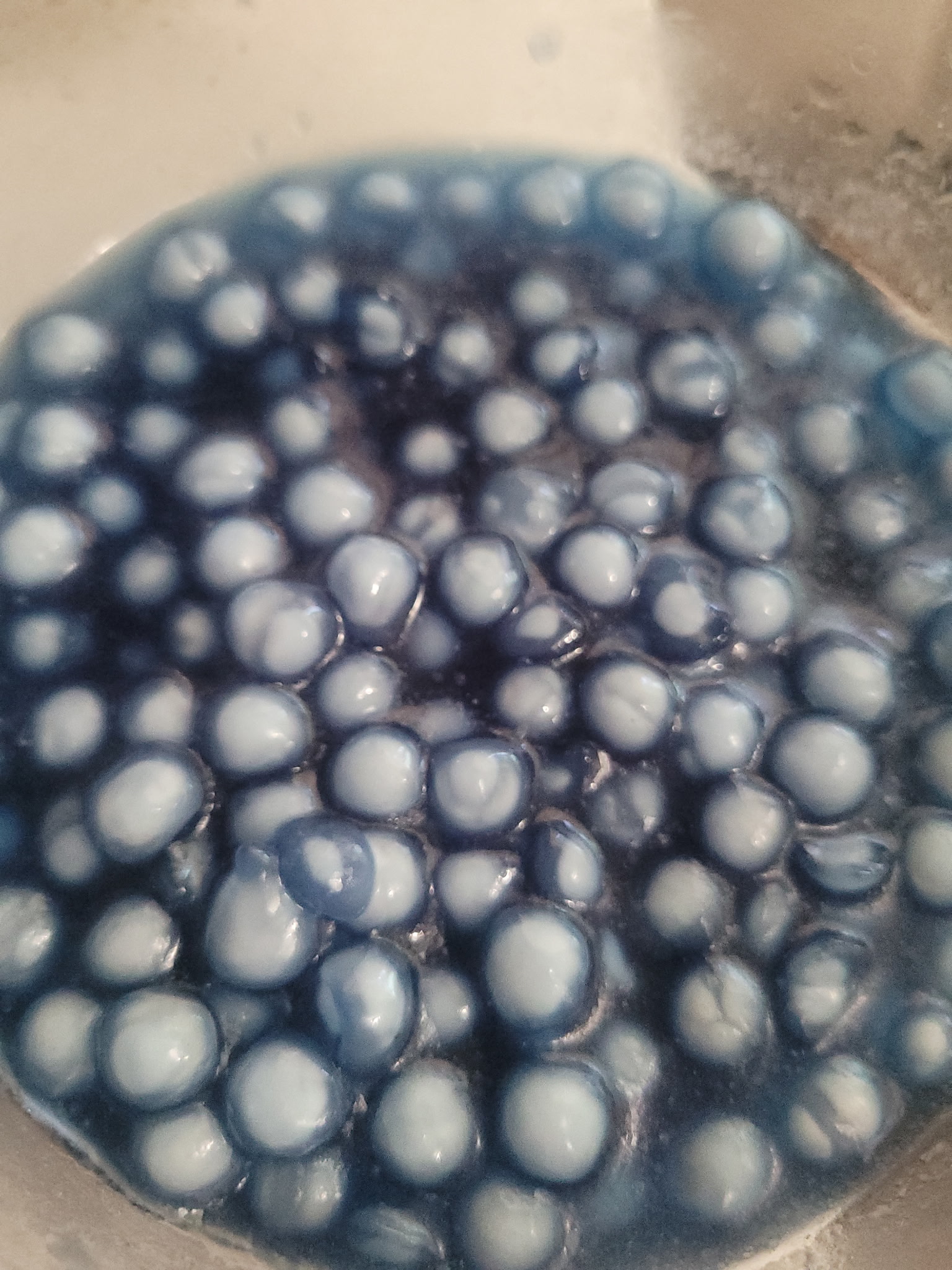 Close-up macro shot of finished Cerulean Blue boba pearls — Boba Terra exclusive